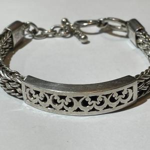 Photo of Vintage .925 Sterling Silver 6.5"-7" Adjustable Fancy Weave Style Bracelet in Ve