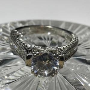 Photo of Vintage Fancy CZ .925 Sterling Silver Engagement Style Ring Size-9.25 in Very Go