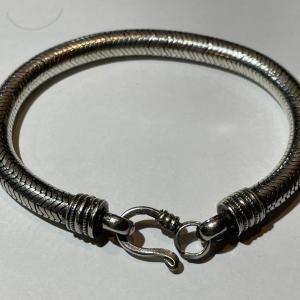 Photo of Vintage .925 Sterling Silver 8" Solid Snake Style Bracelet in Very Good Preowned