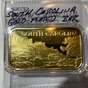 Photo of Vintage South Carolina 18k Gold-Plated Bar as Pictured.