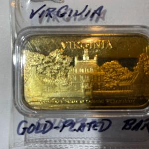 Photo of Vintage VIRGINIA 18k Gold-Plated Bar as Pictured.