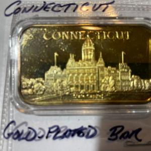 Photo of Vintage Connecticut 18k Gold-Plated Bar as Pictured.