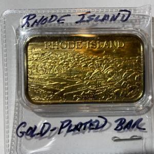 Photo of Vintage Rhode Island 18k Gold-Plated Bar as Pictured.