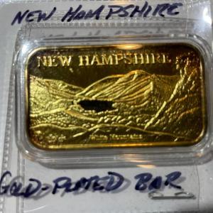 Photo of Vintage New Hampshire 18k Gold-Plated Bar as Pictured.