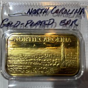 Photo of Vintage North Carolina 18k Gold-Plated Bar as Pictured.