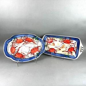 Photo of K255 Abstract Crab Pottery Serving Platters
