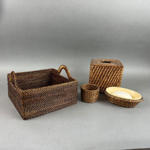 Photo of BR327 Woven Wicker Bathroom Set with Handle Basket