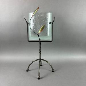Photo of BB353 Decorative Glass Vase with Iron Base