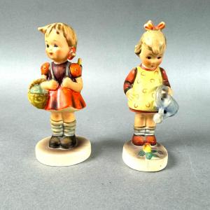 Photo of LR376 Goebel Hummel Figurines "Little Gardener TM3 & School Girl TM5