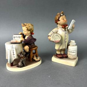 Photo of LR372 Goebel Hummel Figurines Signed"Little Bookkeeper & Pharmacist TM6 & 7