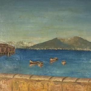 Photo of Edward Curcio? Oil painting on canvas / Mediterranean Seascape Scene