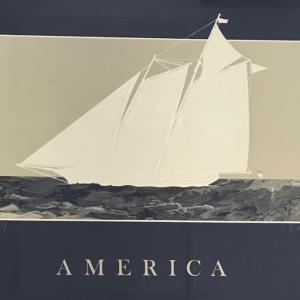 Photo of Original Signed Wooley America Schooner 1987 collage oil painting and lithograph