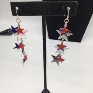 Photo of Red white and blue star Dangling Earrings
