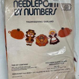 Photo of Vintage Needlecraft Needlepoint By the Numbers Halloween Thanksgiving Garland