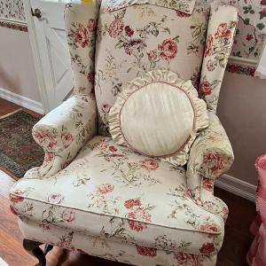 Photo of Chintz chair and foot stool