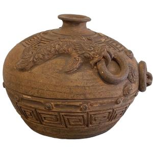 Photo of Old Chinese Round Terra Cotta Pot