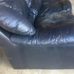 Photo of DARK BLUE LEATHER COUCH