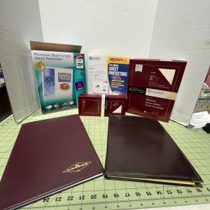 Photo of Cotton Resume Paper & Plastic Sheet Protectors Leather File