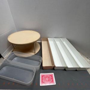 Photo of 2 Tier Bamboo Lazy Susan Clear Storage Boxes