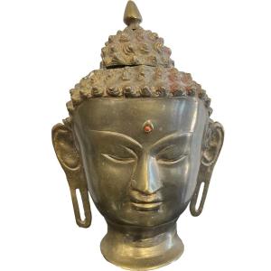 Photo of Antique Heavy Brass Buddha God Head