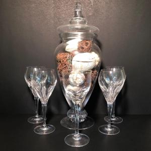 Photo of LOT 79D: Four Gorham Wine Glasses, Large Glass Apothecary Jar & More