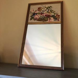 Photo of LOT 86D: Framed Floral Needlepoint w/ Mirror