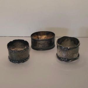 Photo of LOT 83D: Three Vintage Sterling Silver Napkin Rings (81.0gtw)