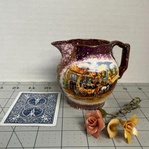 Photo of GRAY'S POTTERY Copper Pink Lusterware DICKENS DAYS Pitcher