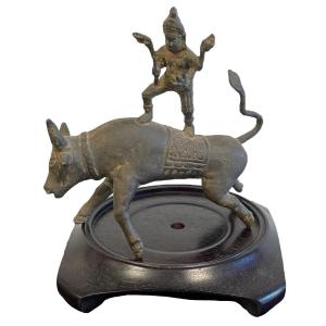 Photo of Early 20th C. Dancing Shiva on a Bull Bronze Figurine