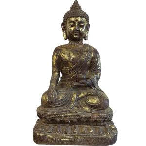 Photo of Antique Sitting Buddha in Gilt / Robust Wood