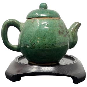Photo of C. 1900 Antique Chinese Green tea pot W/ Lid 6 x 4