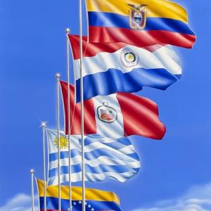 Photo of ARTIST: LAINE VAIGUR / 5 Banderas Ecuador Paraguay Peru Uruguay Venezuela POSTER