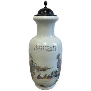 Photo of Large Republic Period Chinese Famille Verte Vase w/ Cover