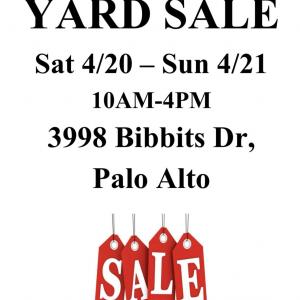 Photo of Huge Yard Sale - 3998 Bibbits Dr, Palo Alto. Sat/Sun 10 am-4 pm (Palo Alto)