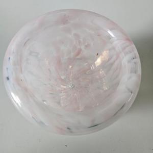 Photo of Pink Glass Bowl handmade by artist Renee Roley, one of a kind glass art