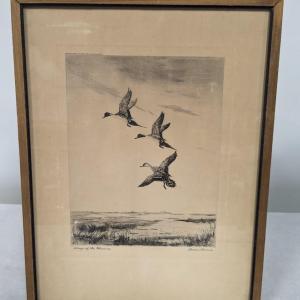 Photo of Framed Etching Signed By Roland Clark 13" x 16 3/4"