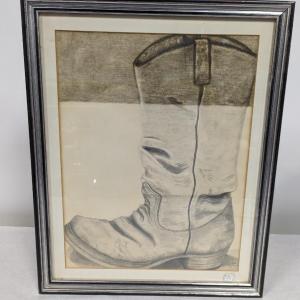 Photo of Framed Helen Cartwright Charcoal Drawing 17 1/2" x 21 1/2"
