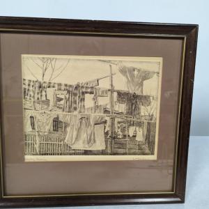 Photo of Framed Pencil Drawing Signed by Artist 16 1/2" x 15 1/4"