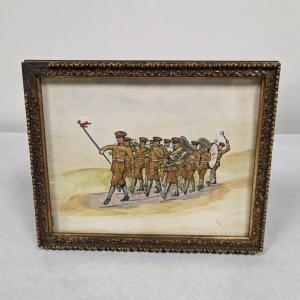 Photo of Vintage Military Marching Band Artwork SIgned