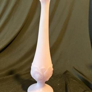 Photo of Fenton lavender vase with water lily soft frosted glass