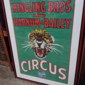 Photo of Vintage Original Ringling Bros and Barnum & Bailey Circus Poster Framed Under Gl