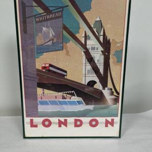 Photo of Vintage Framed London Bridge Backdrop Travel Lithograph Print Poster