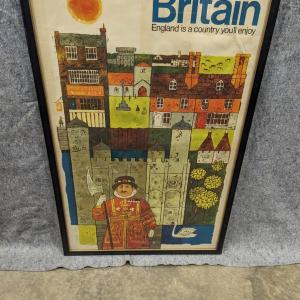 Photo of Vintage England Britain Travel Poster Signed Gaynor Chapman Framed