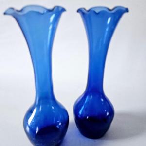 Photo of Antique Victorian Cobalt Blue Vases Pair