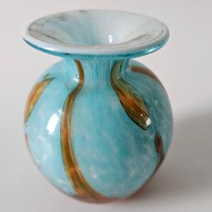 Photo of Mdina 'Tiger' Maltese Blue & Brown small Vase or oil/perfume bottle