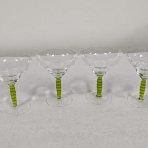 Photo of Set of Four Green Stemware Glasses