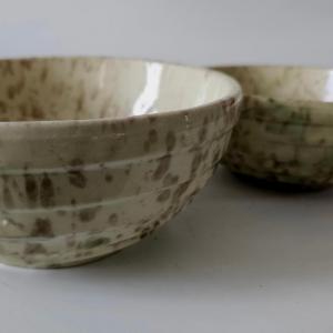 Photo of Set of two Antique Spongeware Bowls, likely Japanese 19th century