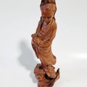 Photo of Vintage Chinese Wood Figure, Quan Yin in Wood