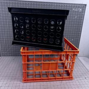 Photo of 2 Crates Plastic; Black and Orange 
