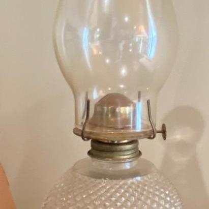 Photo of Vintage Hobnail Glass Hurricane Lamp